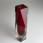 Sommerso red Murano glass vase, style Flavio Poli, Italy 1970s