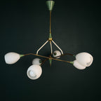 Mid-Century Stilnovo chandelier with Opaline Glass, Italy 1960s