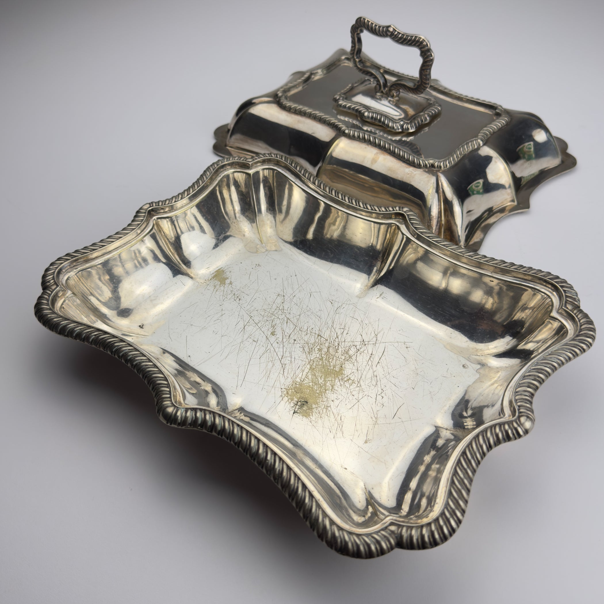 Antique Silver Plated Sheffield Serving Dish And Cover, England, early 20th century