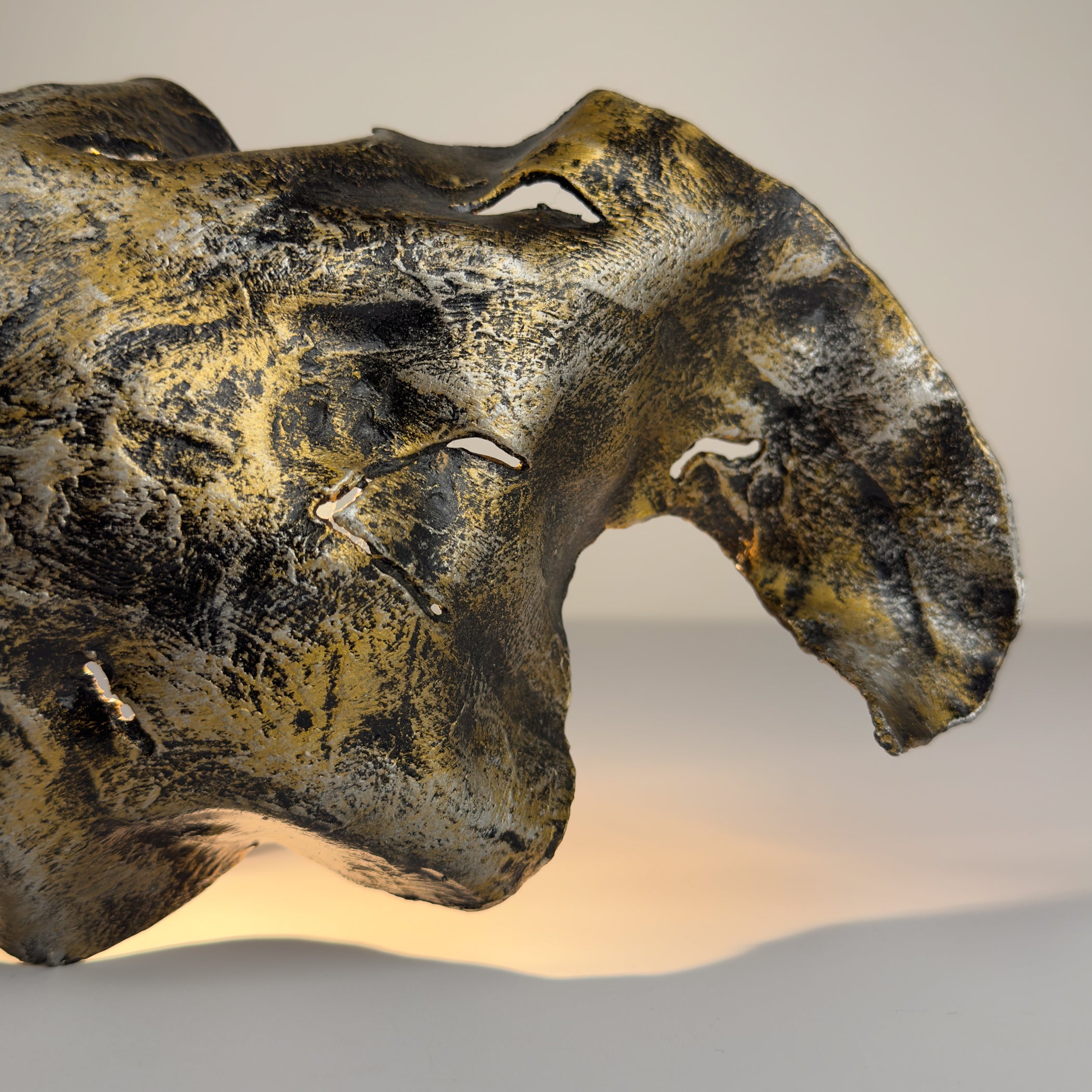 Original metal Brutalist wall lamp by Salvino Marsura, Italy 1970s