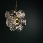 Vintage glass disc chandelier, Italy 1970s