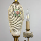 Vintage Art Nouveau Capodimonte Chandelier: Floral Porcelain Lamp, 1930s