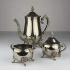 Vintage Metal Coffee or Tea Set of 3, Italy 1980s