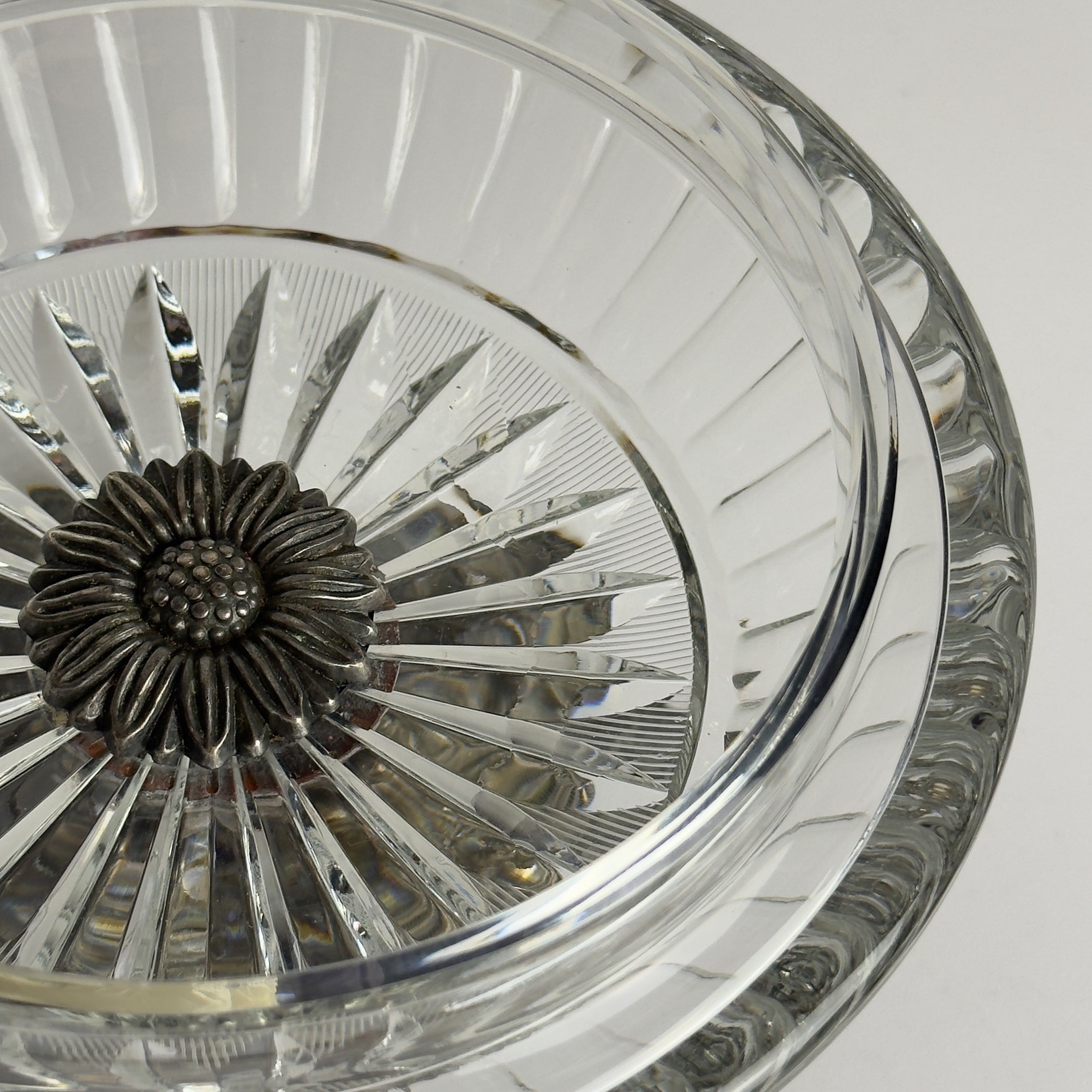 Antique glass bowl with bronze base, Italy 1920s