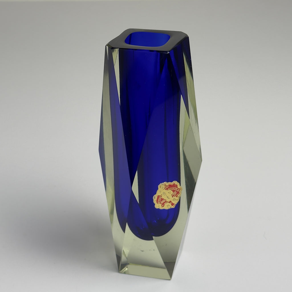 Vintage sommerso blue Murano vase, Italy 1970s