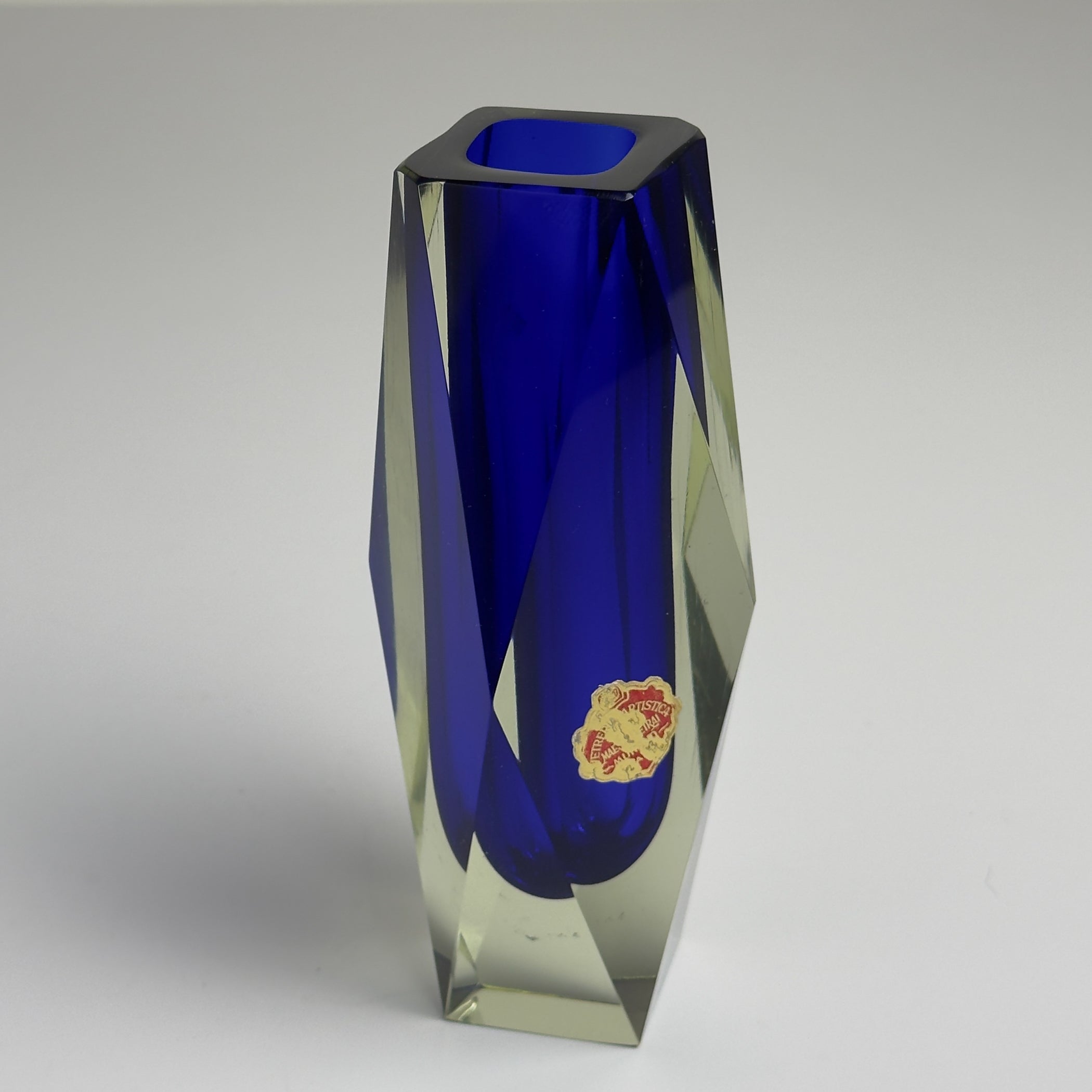 Vintage sommerso blue Murano vase, Italy 1970s