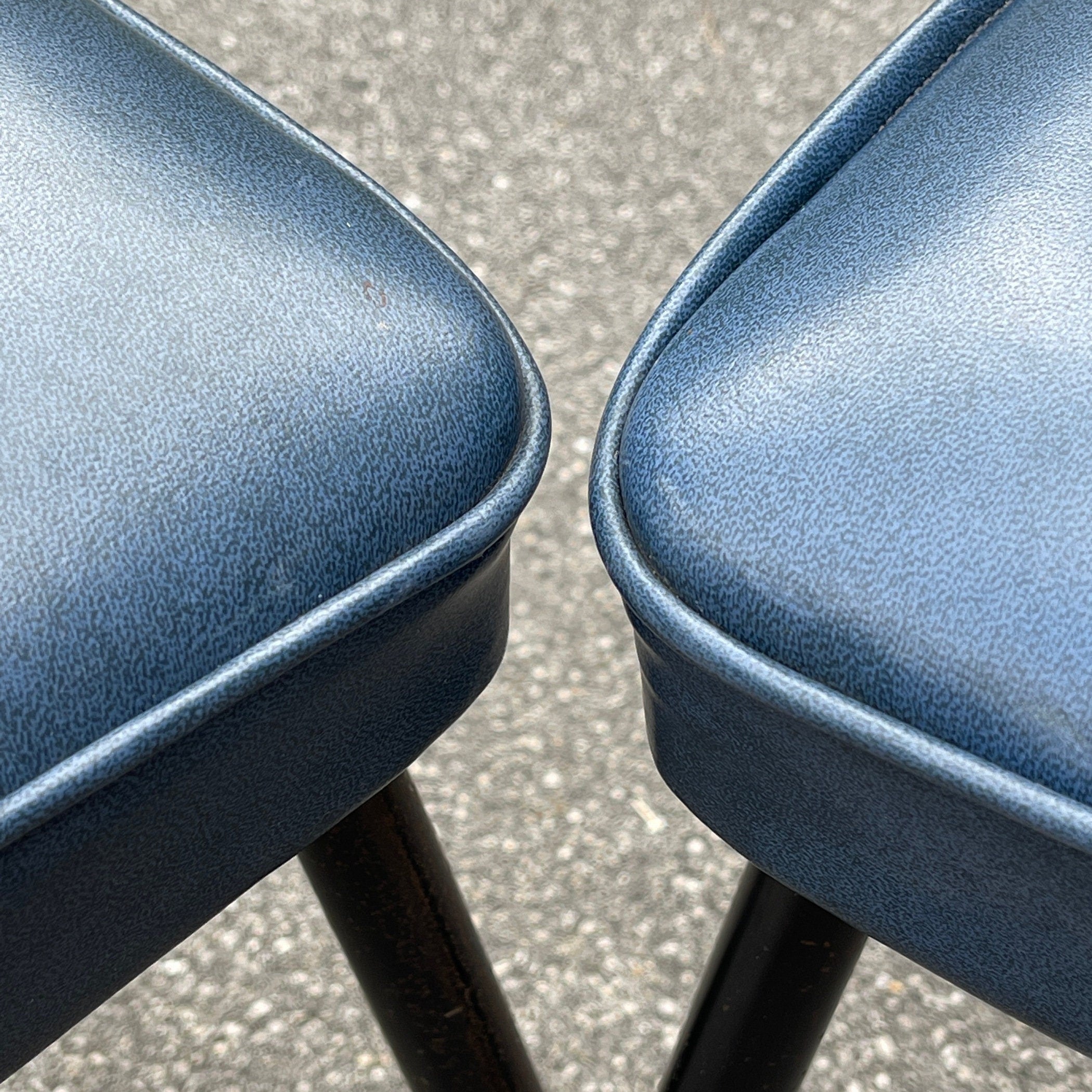 Vintage blue dining chairs, Italy 1950s, Mid-century modern, Set of 2