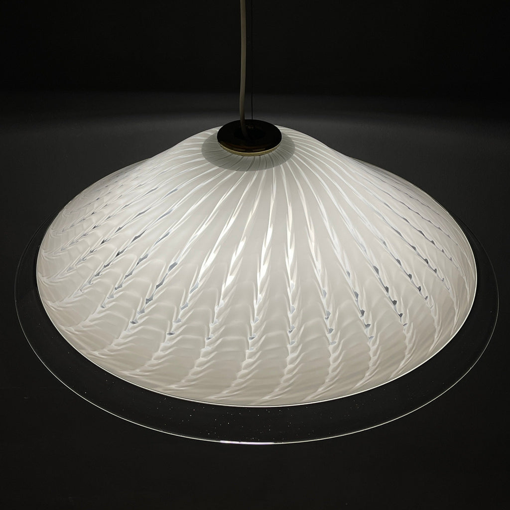 Vintage swirl Murano glass pendant lamp Italy 1970s White Mid-century Lighting Vintage chandelier