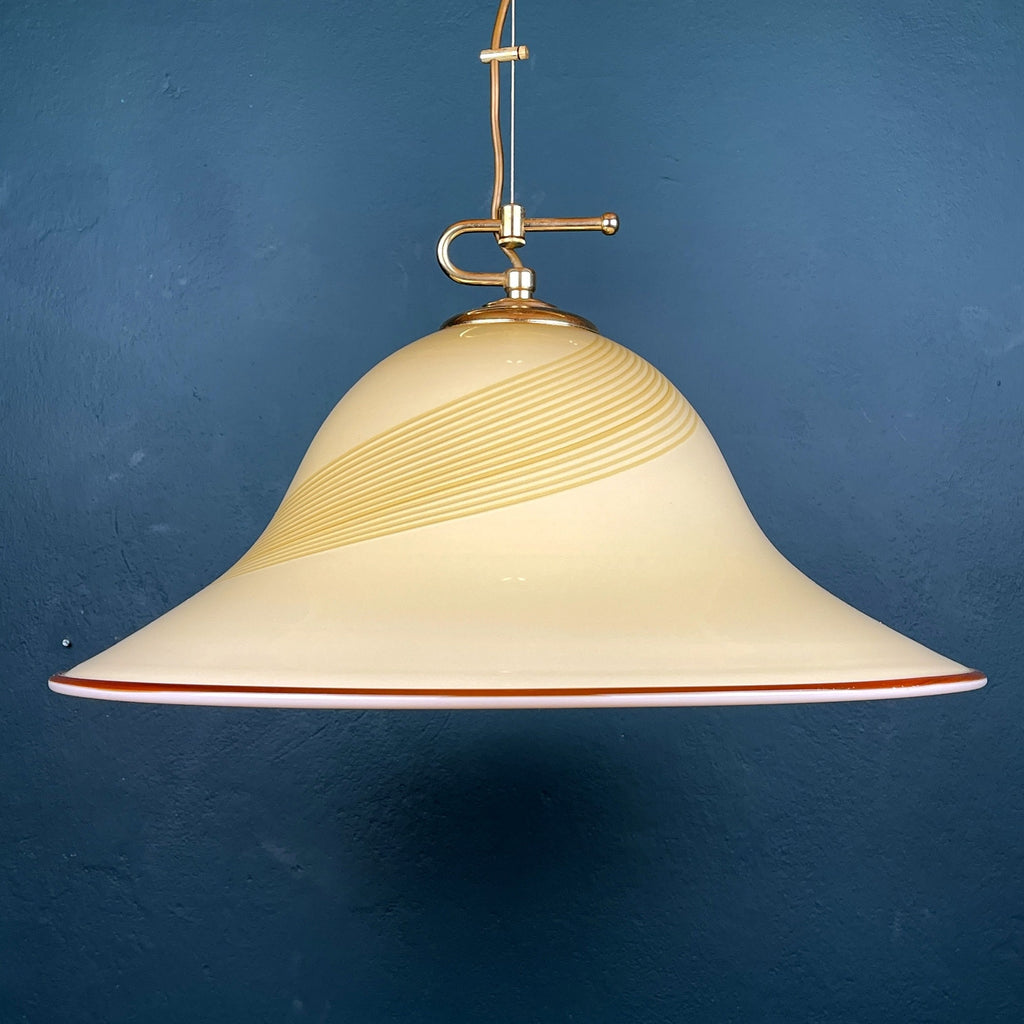 Vintage De Majo Murano Glass Pendant Lamp: Beige Mid-Century Lighting