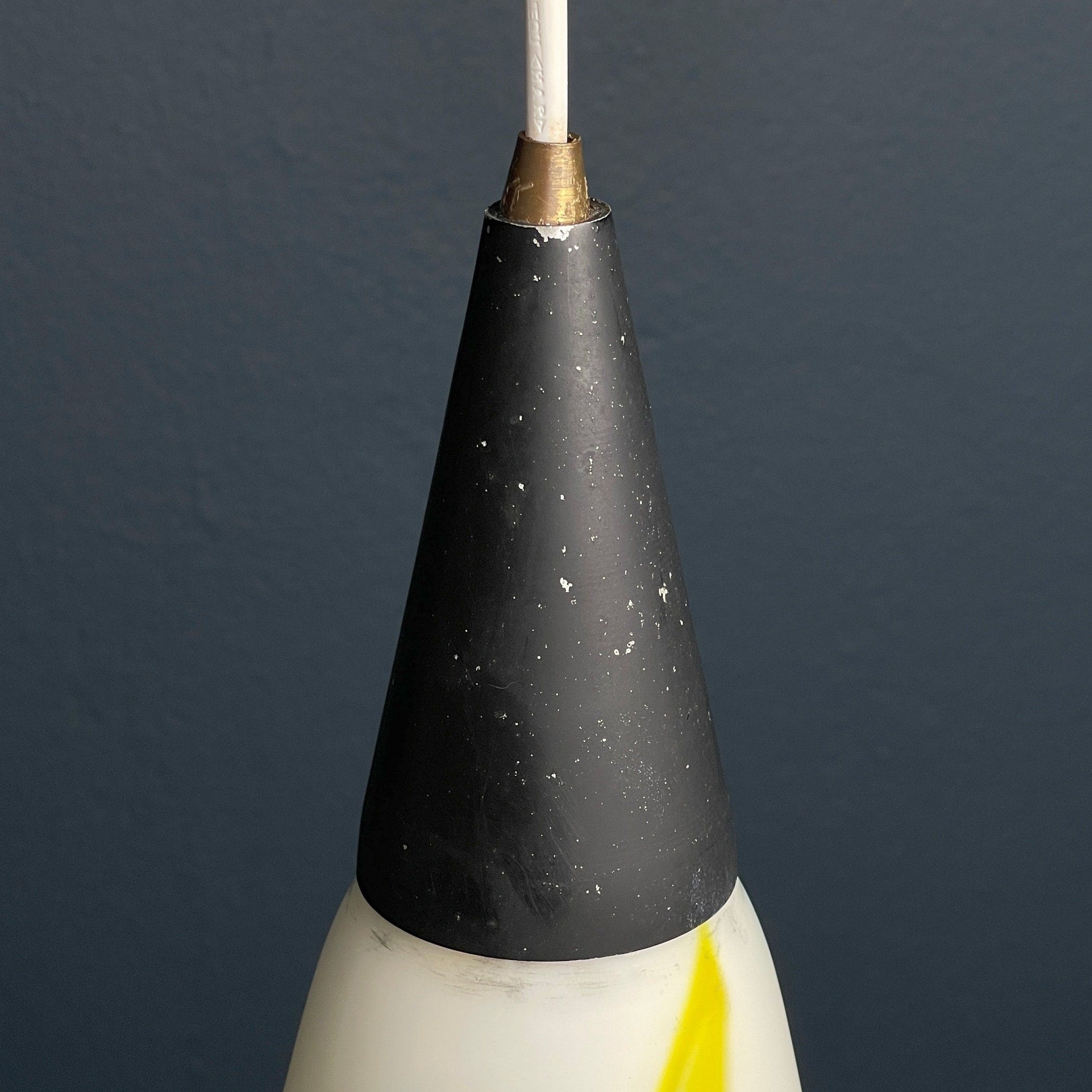 Mid-century multicolor opaline murano glass pendant lamp by Stilnovo Italy 1950s