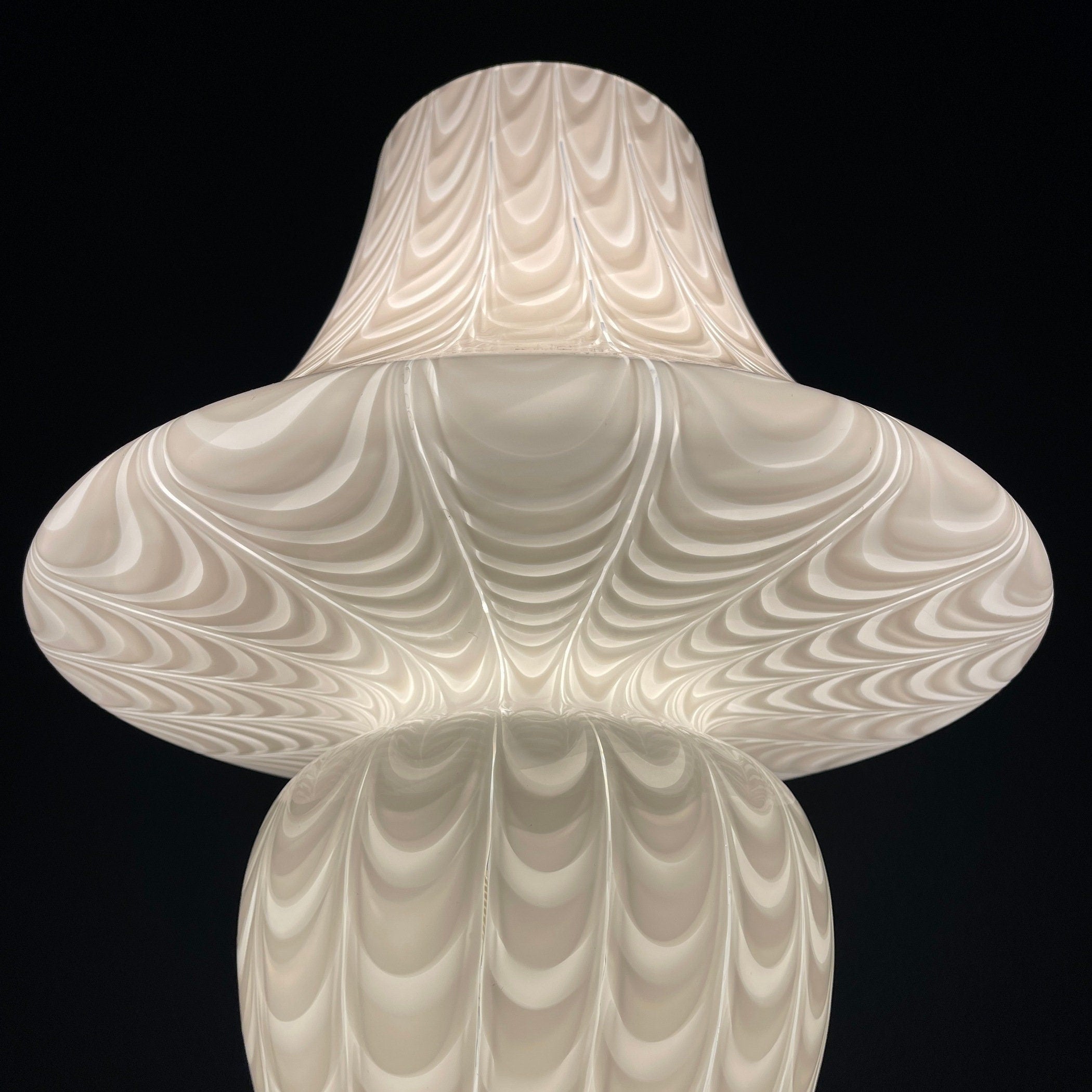 Large Classic white murano table lamp Mushroom Italy 1970s Italian Modern Retro home decor