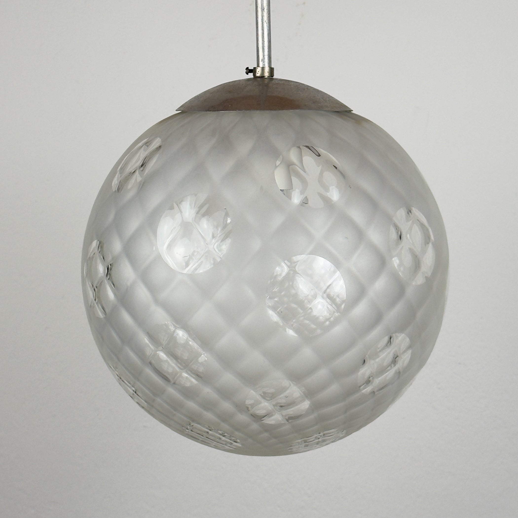 Vintage murano sphere ball pendant lamp Italy 1950s, Mid-century italian lighting