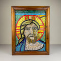 Italian Glass Smalti Mosaic – Christ Pantocrator Icon, Mid-20th Century