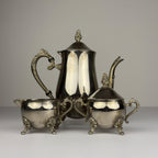 Vintage Metal Coffee or Tea Set of 3, Italy 1980s