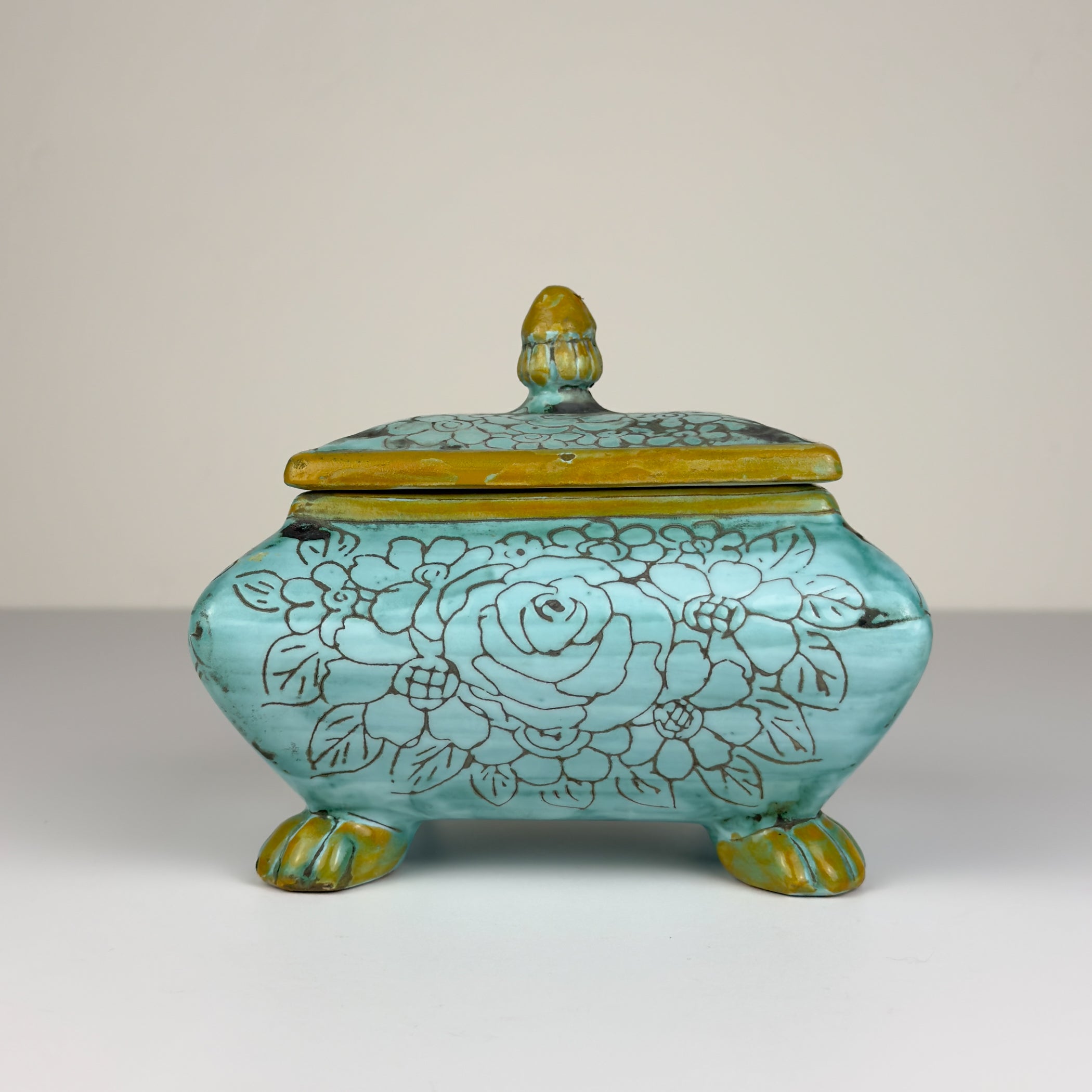 Vintage ceramic jewelry box by Maioliche d'arte Cordivani, Ascoli Piceno, Italy 1970s