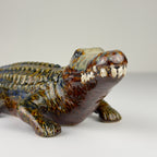 Vintage ceramic sculpture of Crocodile from Bassano, Italy 1980s