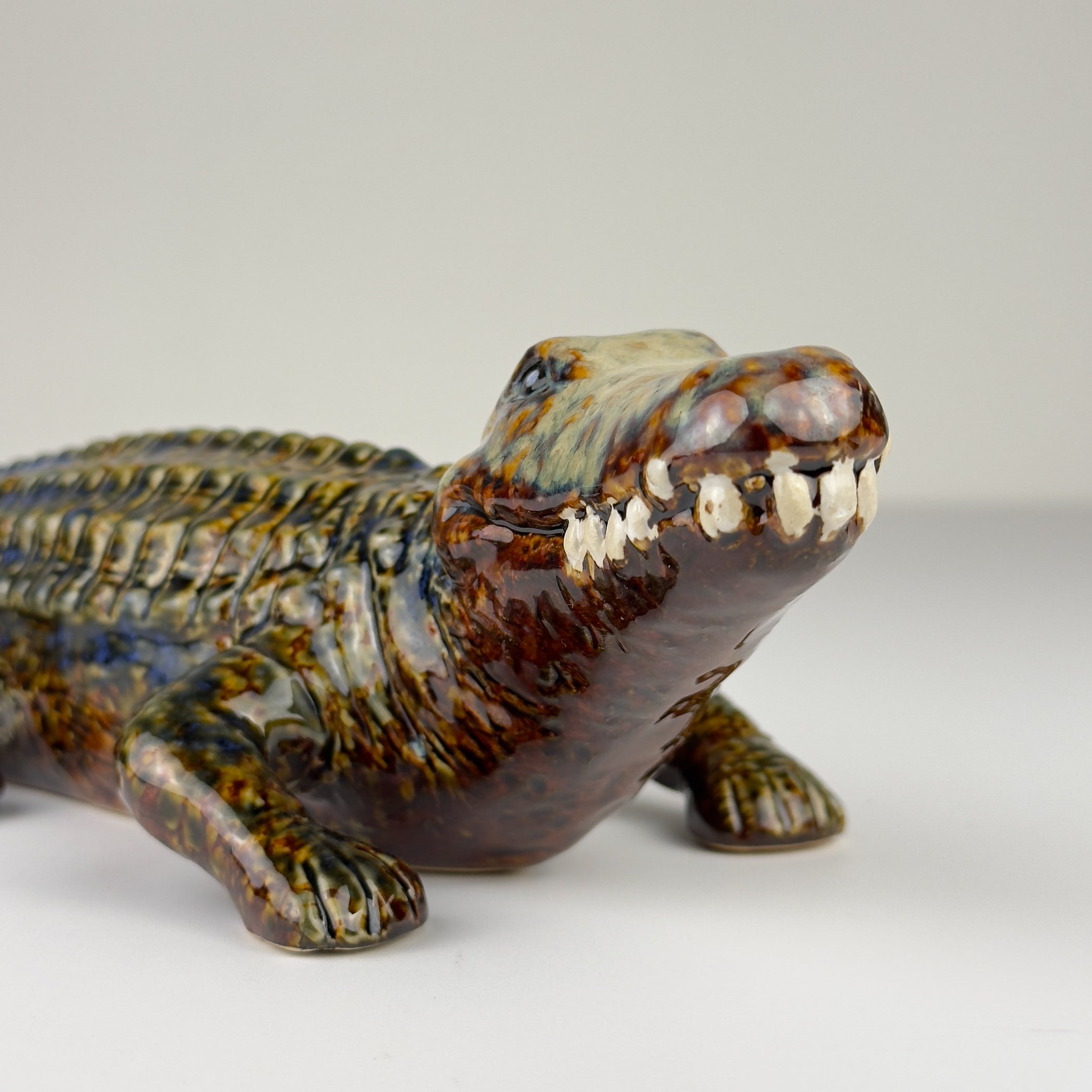 Vintage ceramic sculpture of Crocodile from Bassano, Italy 1980s