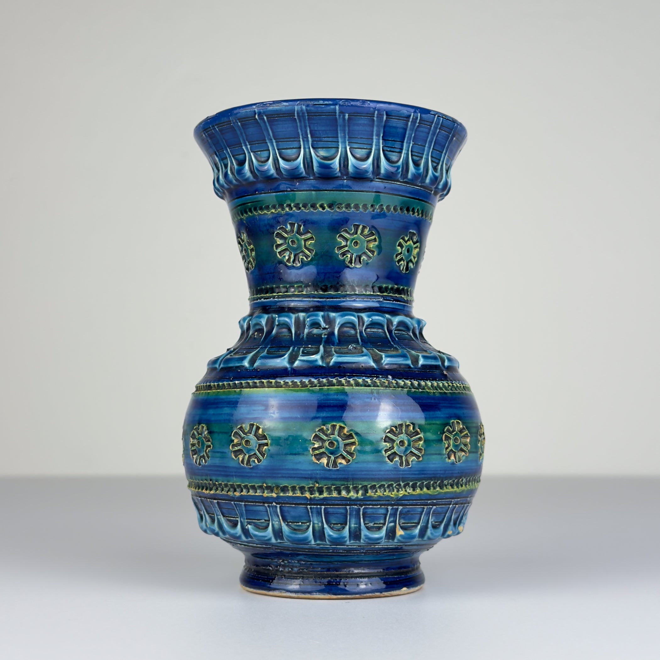 Vintage ceramic vase Rimini Blue, design Aldo Londi, Bitossi Italy 1970s