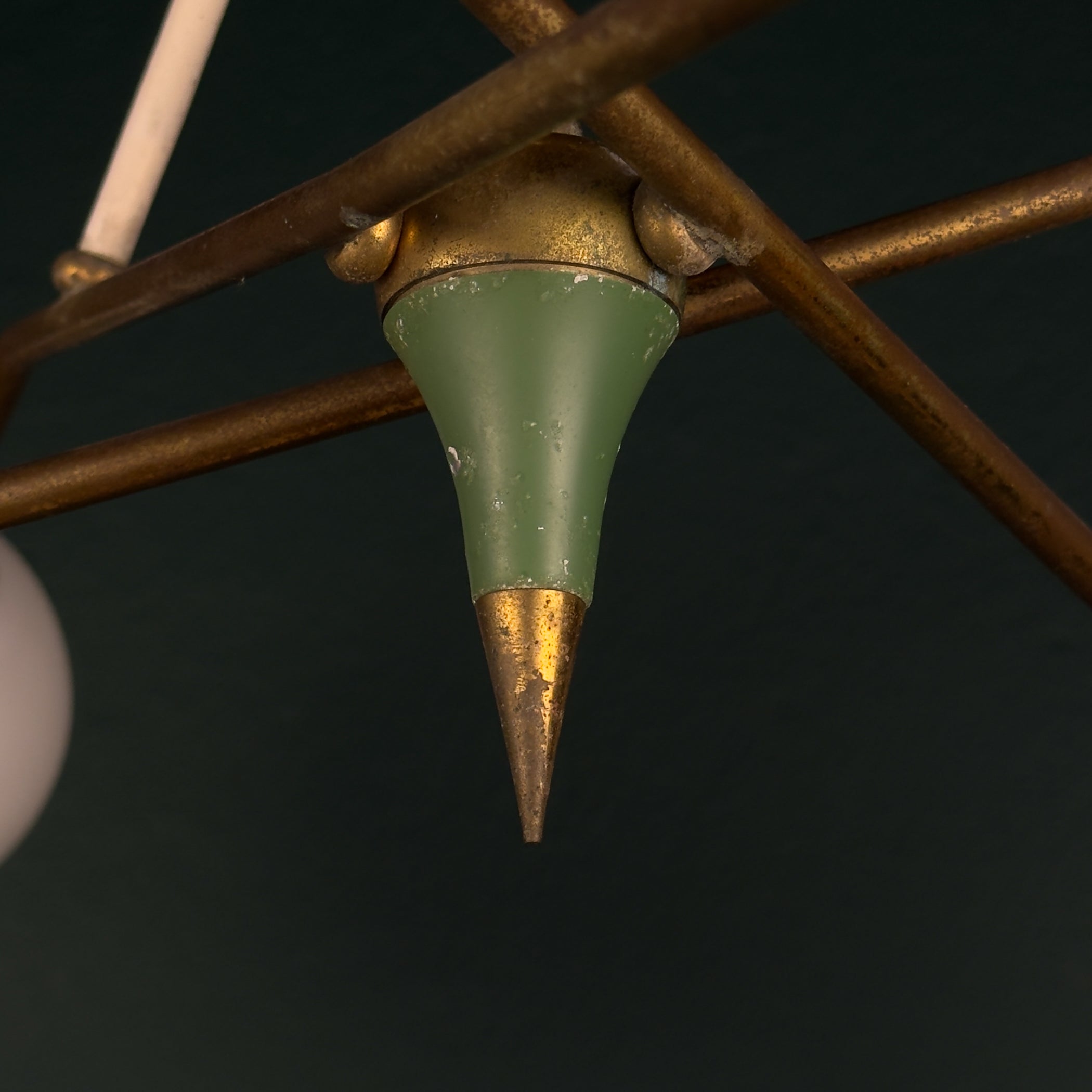 Mid-Century Stilnovo chandelier with Opaline Glass, Italy 1960s
