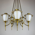 Vintage brass chandelier by Maison Arlus, Art Deco style, France 1950s
