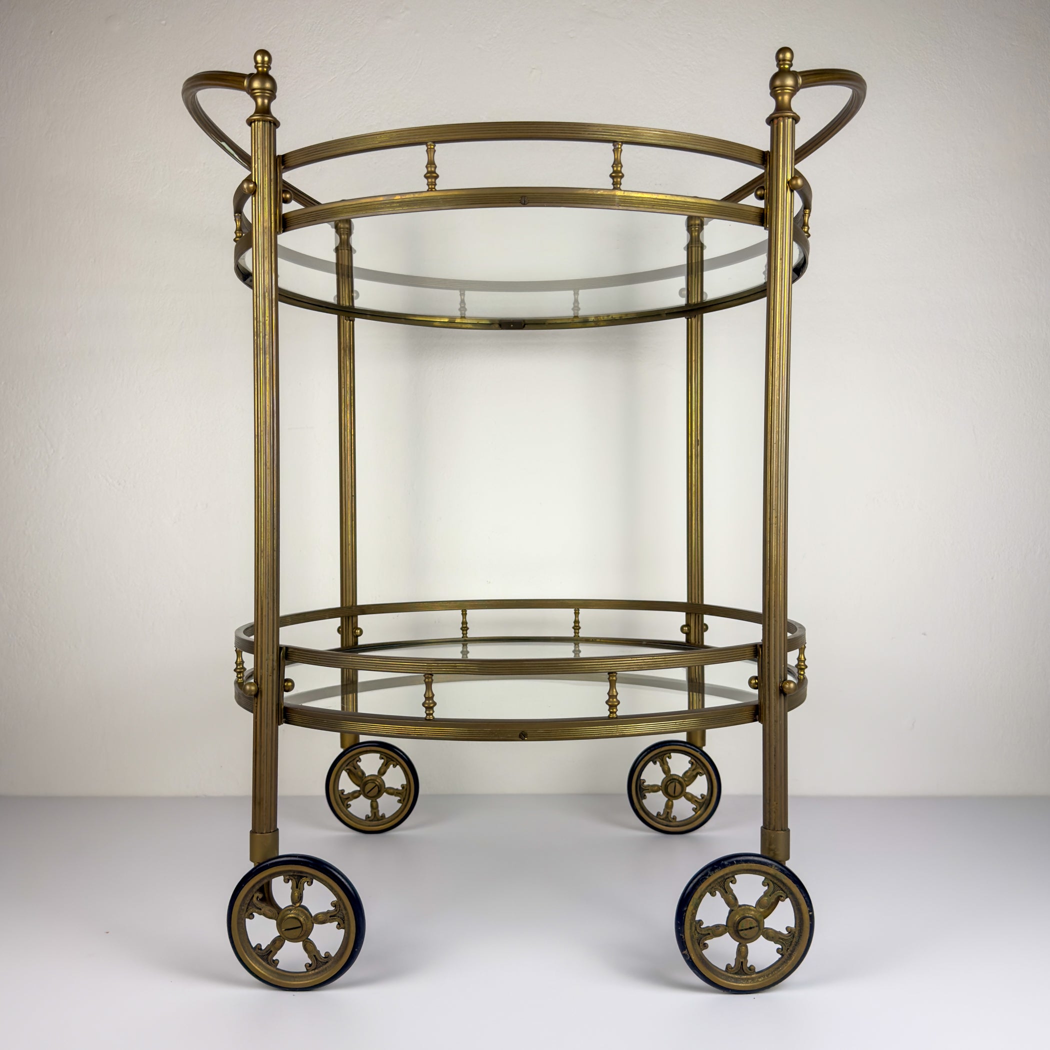 Vintage brass bar cart, France 1950s