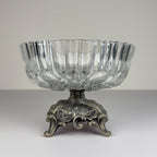 Vintage crystal glass bowl with metal base by Fadalti, Italy 1960s