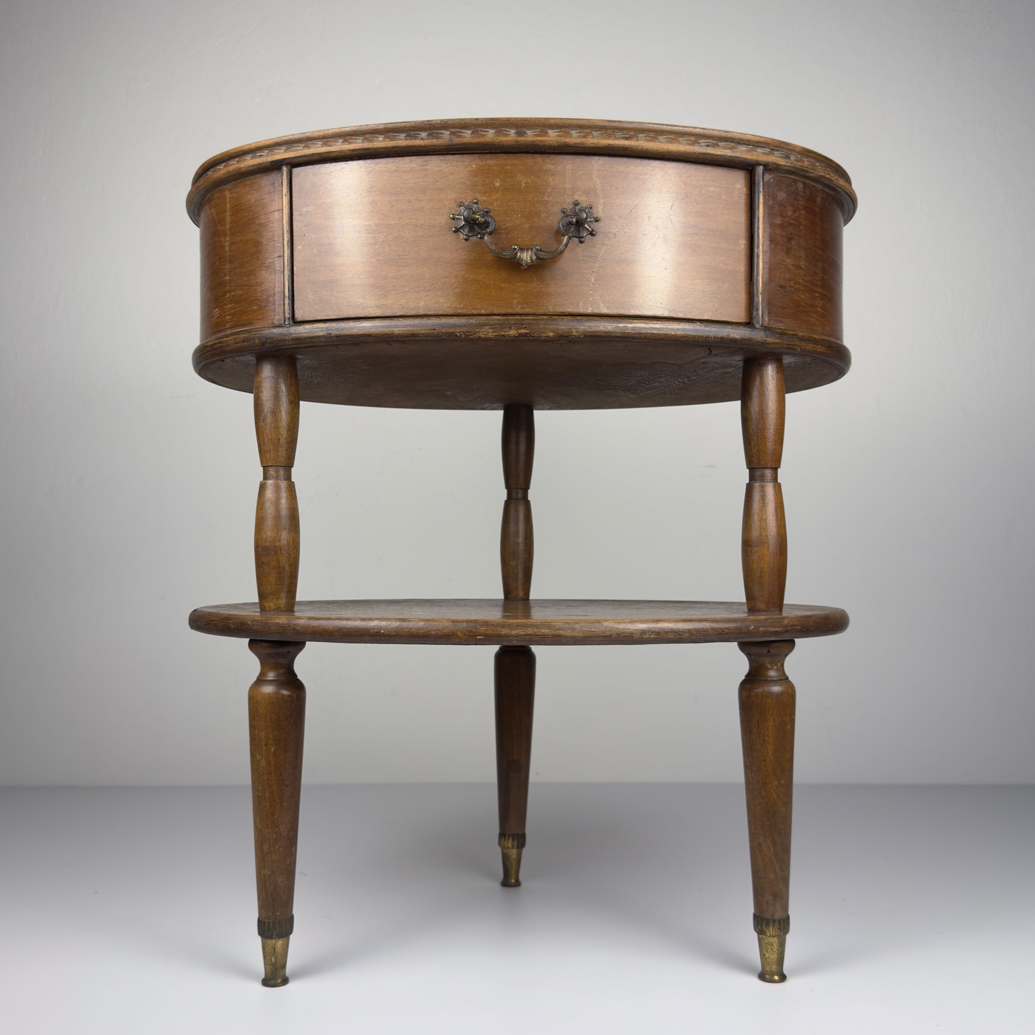 Vintage wooden nightstand Italy 1950s, mid-century wooden bedside table