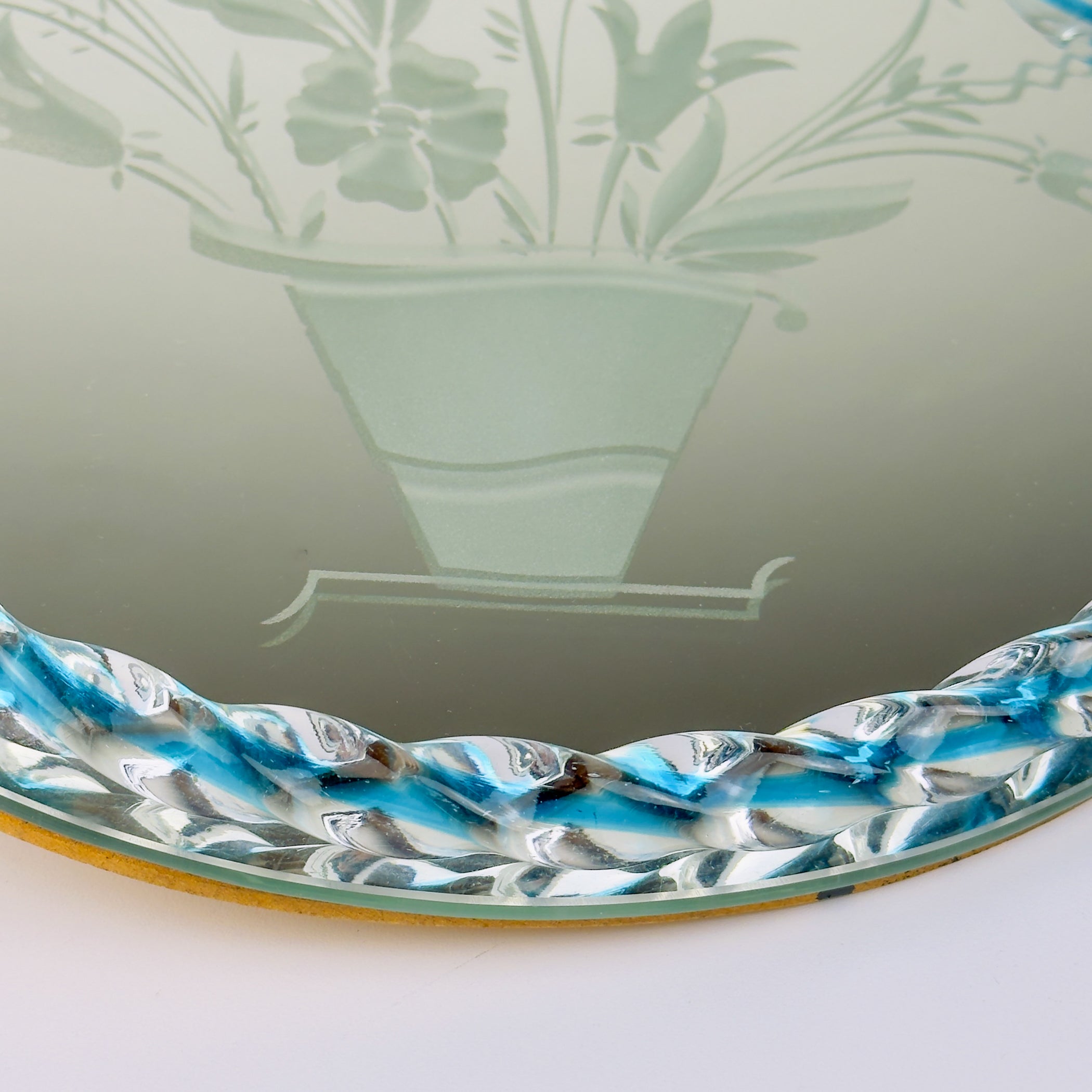 Vintage Venetian glass Mirror Tray, Italy 1950s