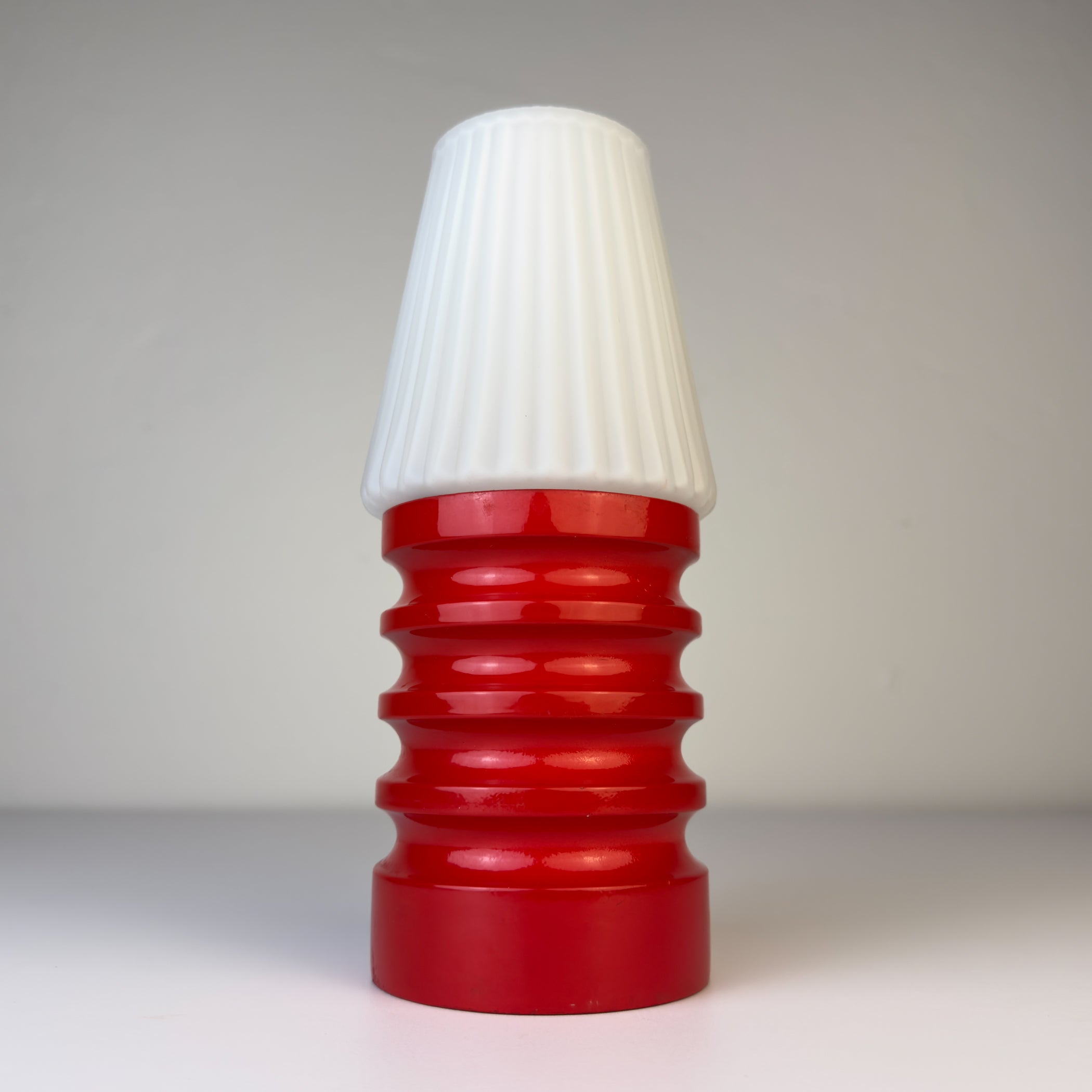 Mid-century small wood and glass table lamp, Italy 1970s