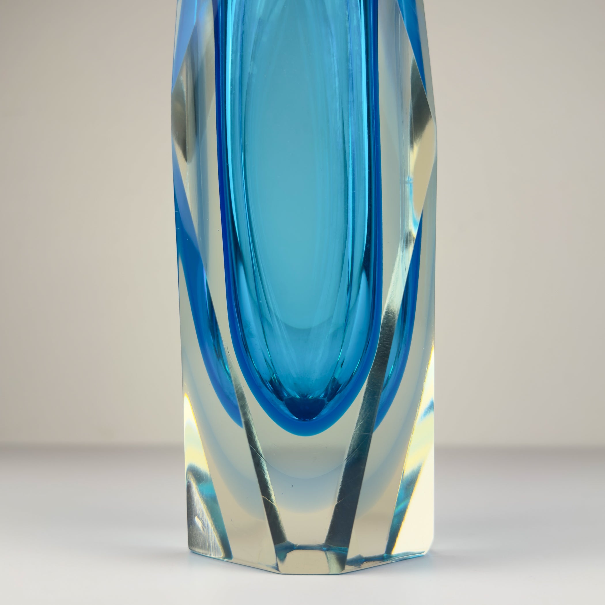 Sommerso blue Murano glass vase, style Flavio Poli, Italy 1970s