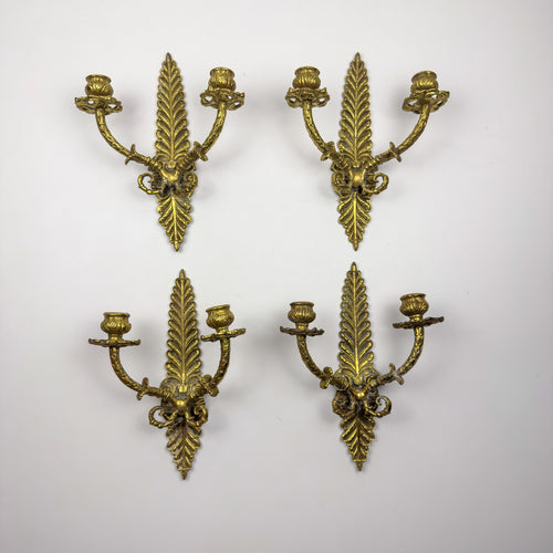 Antique Empire Bronze Wall Candle Sconce, Italy, Late 19th Century