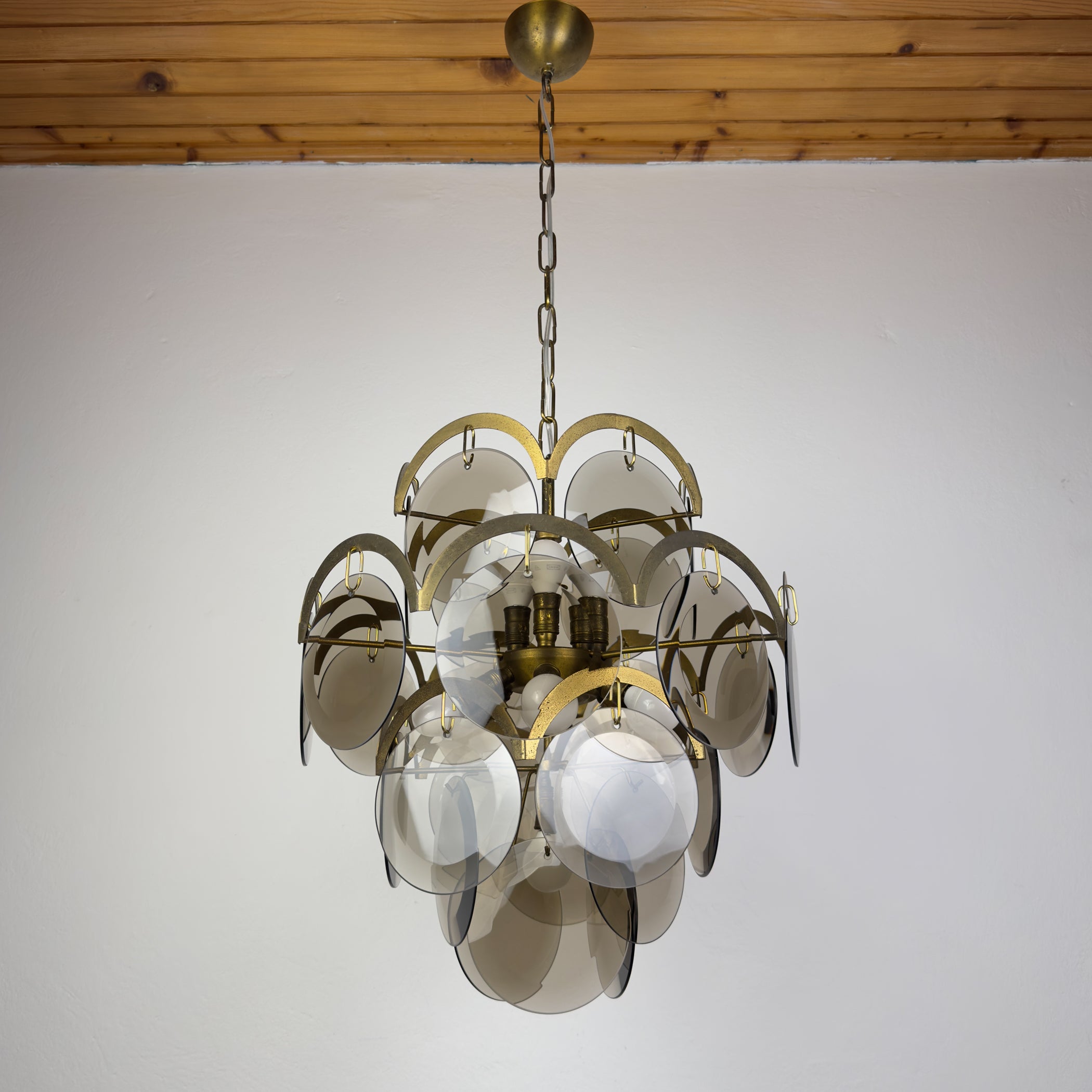 Smoked Murano chandelier by Gino Vistosi, Italy 1970s