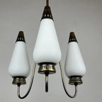 Vintage brass chandelier Italy 1950s Mid-century Art Deco design