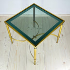 Vintage Smoked Glass & Brass Side Table: Italian Art Deco 1970s