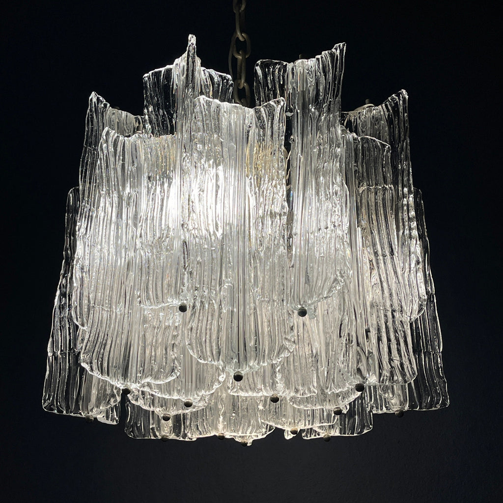 Mid-century murano glass chandelier Eliche by Venini Italy 1960s