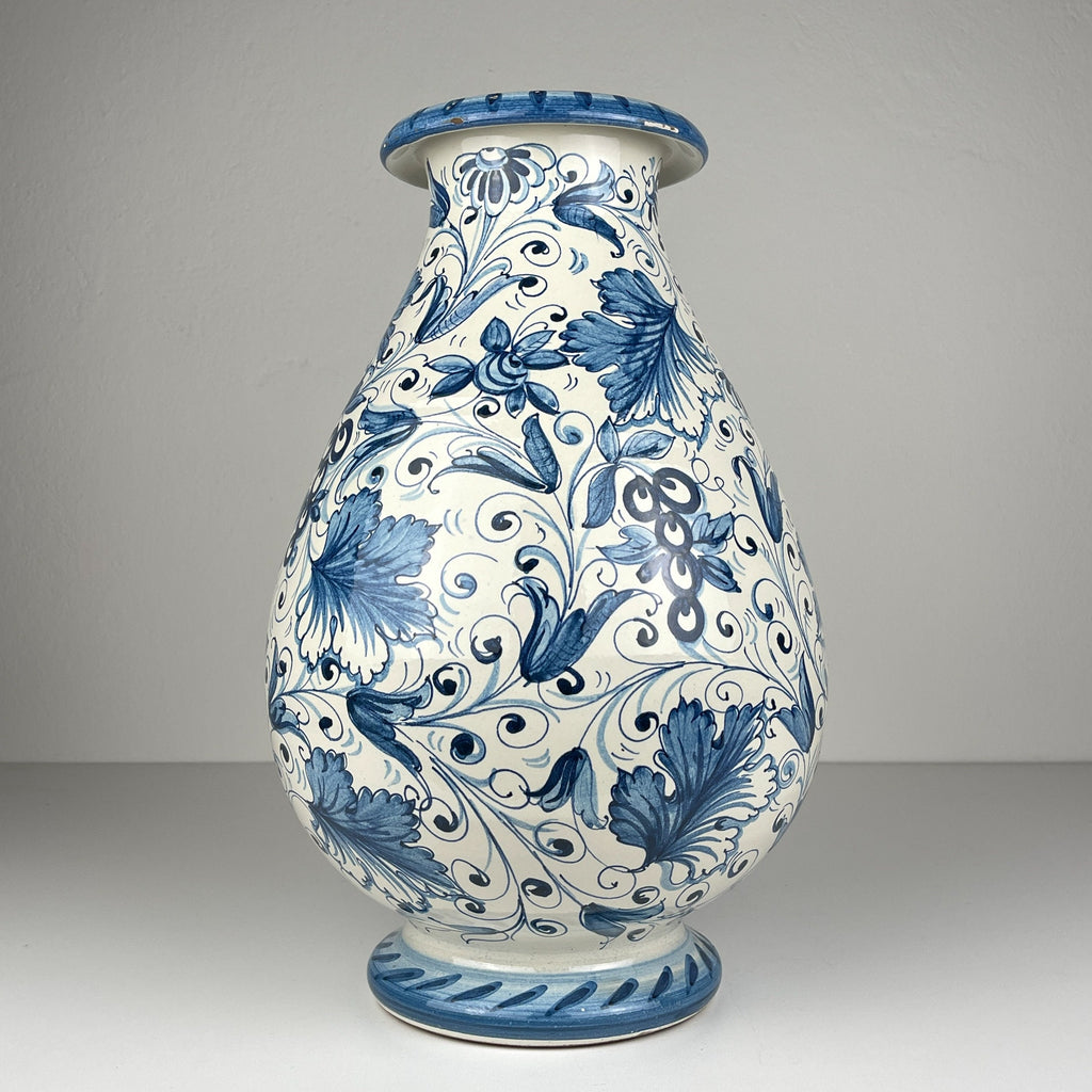 Large blue ceramic vase by IMA from Montelupo Florentino, Italy 1980s