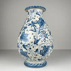 Large blue ceramic vase by IMA from Montelupo Florentino, Italy 1980s