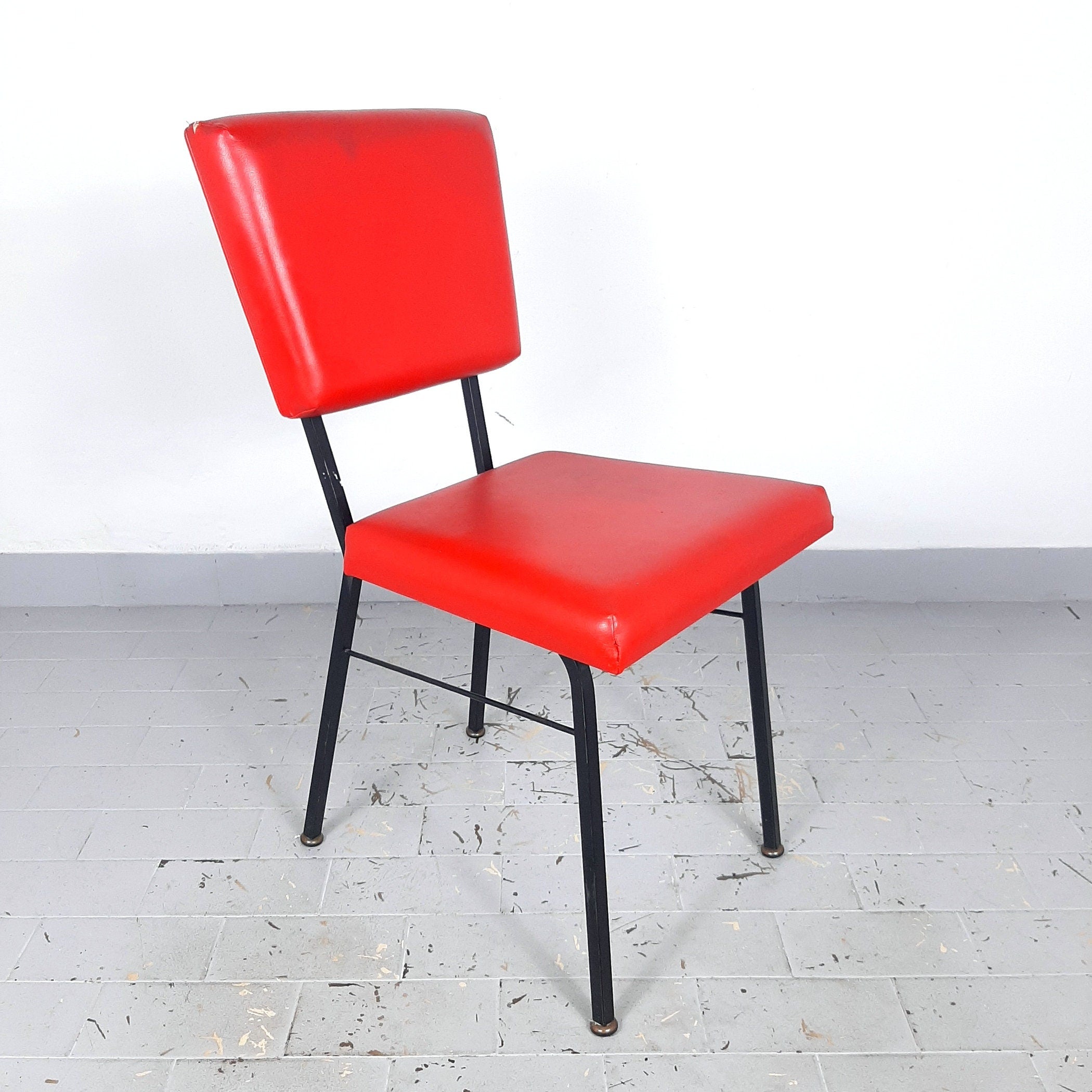 Vintage Red Dining Chair: Mobili Polli Italian Mid-Century Design