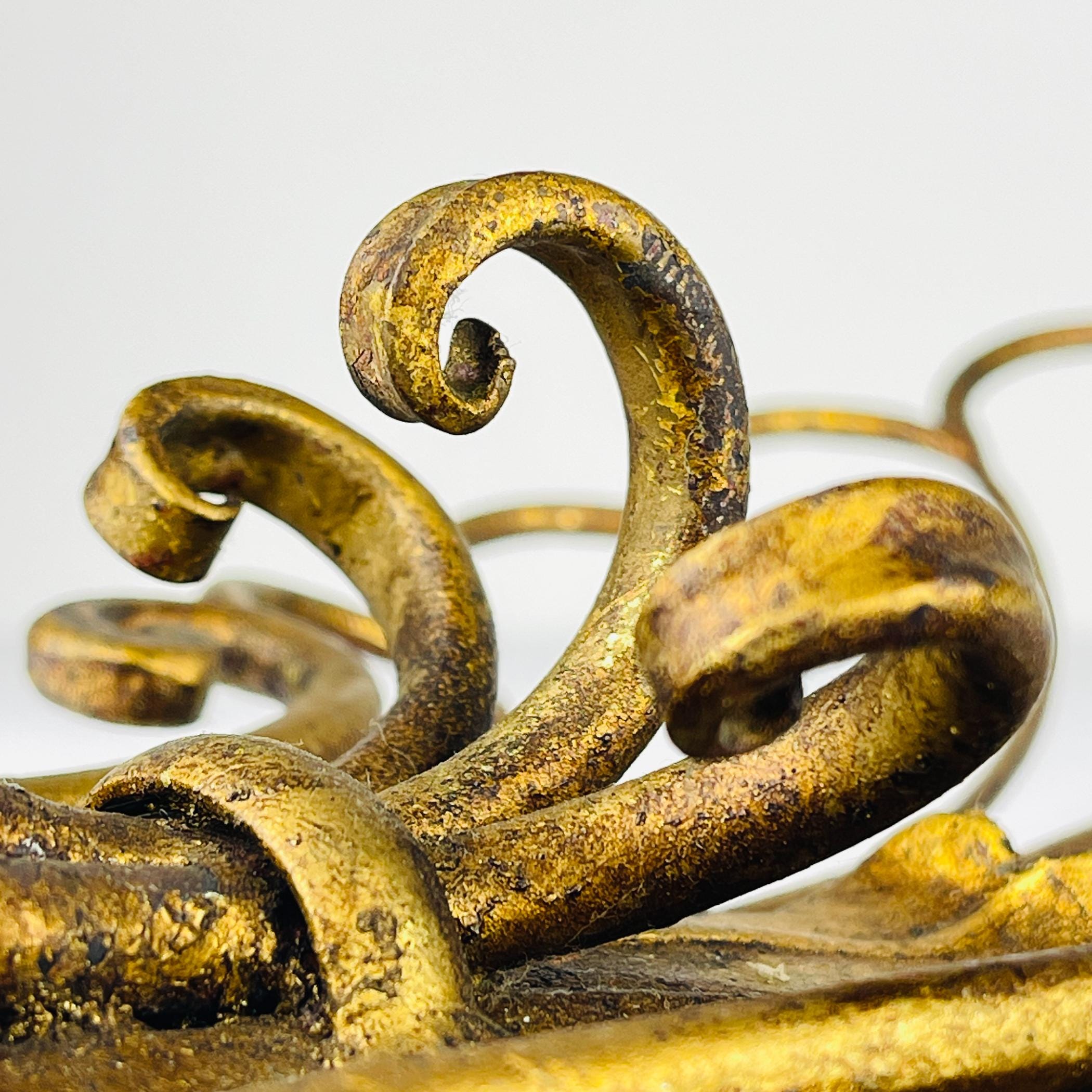 Antique bronze wall lamp 3 arm, Italy 1930s, Vintage home decor