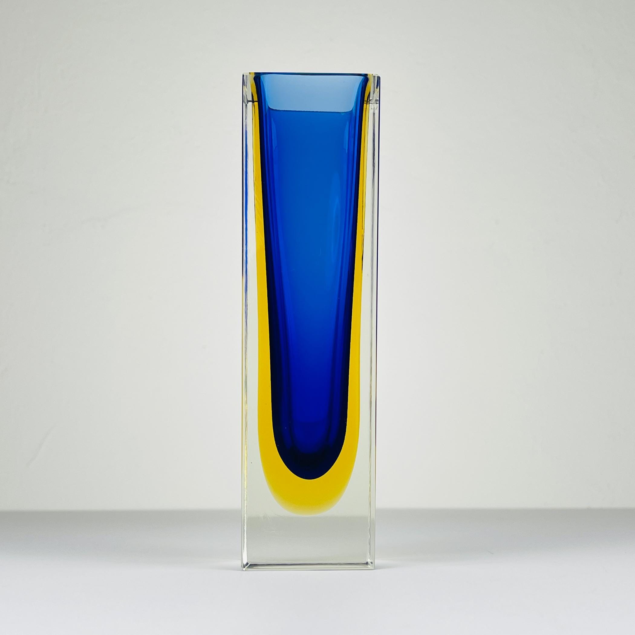 Sommerso blue Murano glass vase, style Flavio Poli, Italy 1970s, Vintage home decor