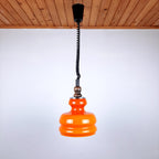 Mid-century orange glass pendant lamp Yugoslavia 1970s Retro lighting Space age