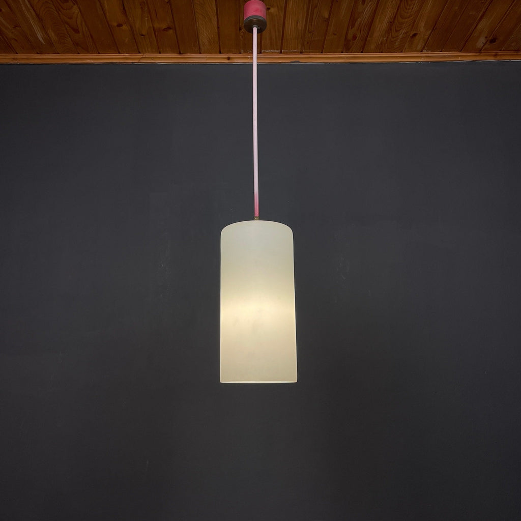 Mid-century opalin glass pendant lamp Italy 1960s Set of 2 Industrial italian lighting