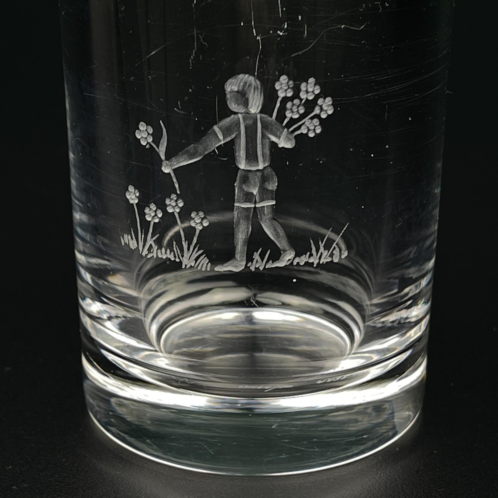 Orrefors Crystal Bud Vase with Etched, Sweden, 1950-60s, Vintage home decor