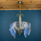 Vintage Murano Ice glass chandelier Italy 1970s Mid-century modern italian lighting