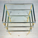 Vintage golden coffee table Italy 1970s Set of 3 Mid-century italian modern furniture