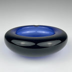 Original blue glass ashtray by Per Lütken for Holmegaard, Denmark, 1962