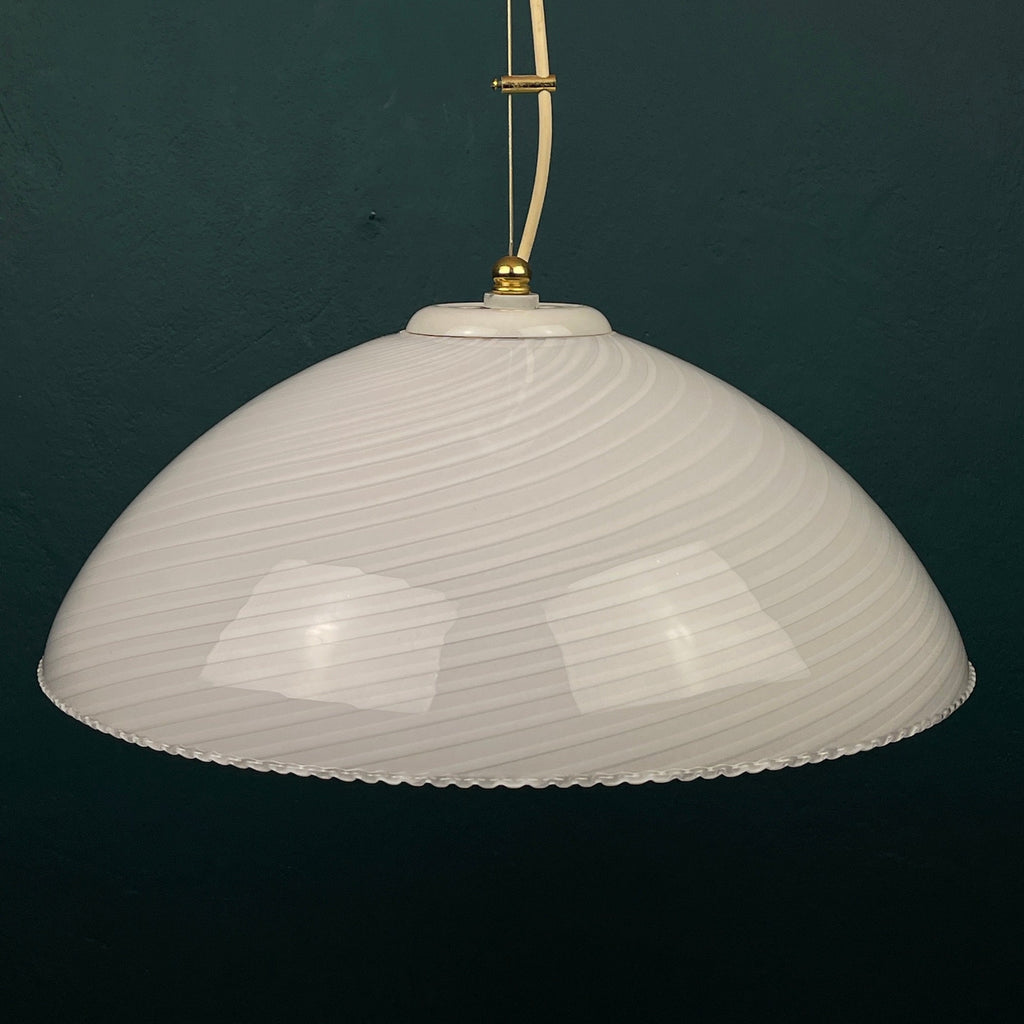 Vintage Swirl Murano Glass Pendant Lamp - 1970s Italian Lighting