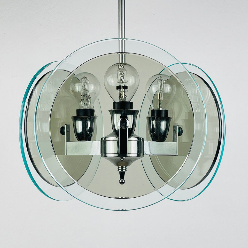 Vintage Fontana Arte Art Glass Chandelier - Italian MCM Design