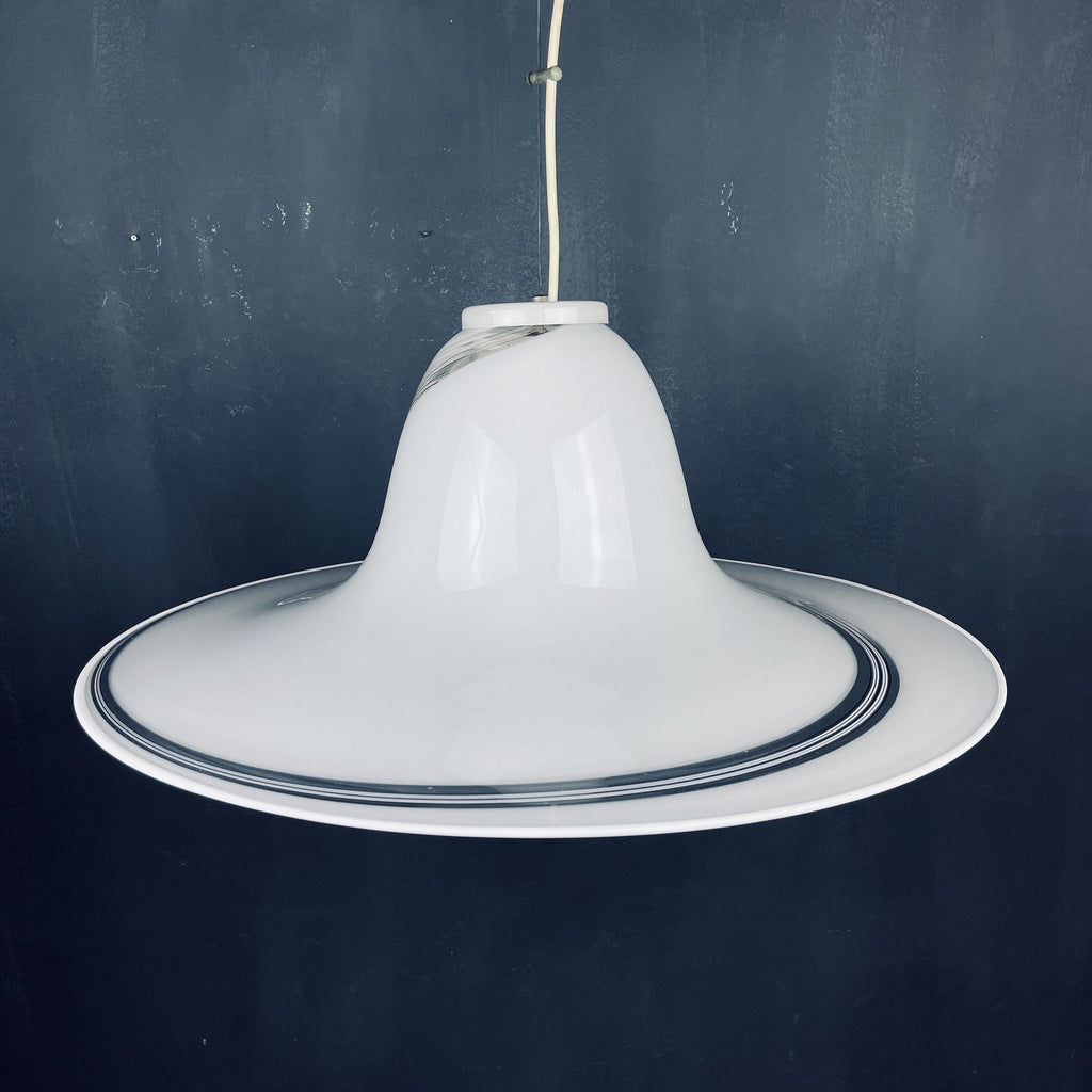 Vintage swirl murano glass pendant lamp Italy 1970s Mid-century light space age