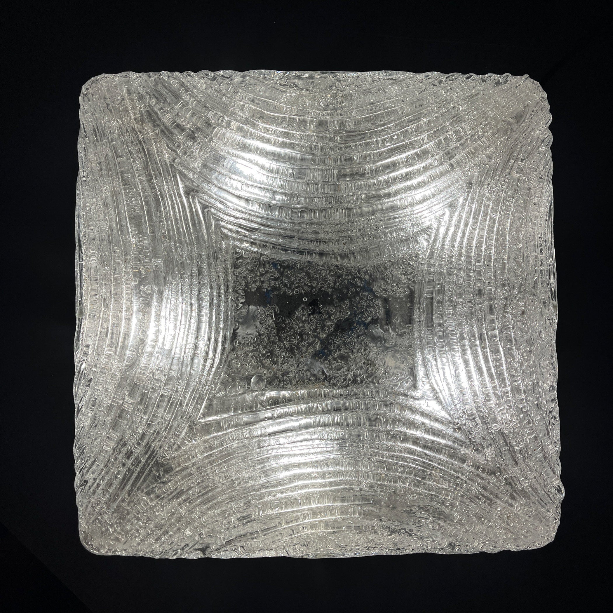 Vintage ice murano glass ceiling lamp by J.T.Kalmar, Austria, 1960s